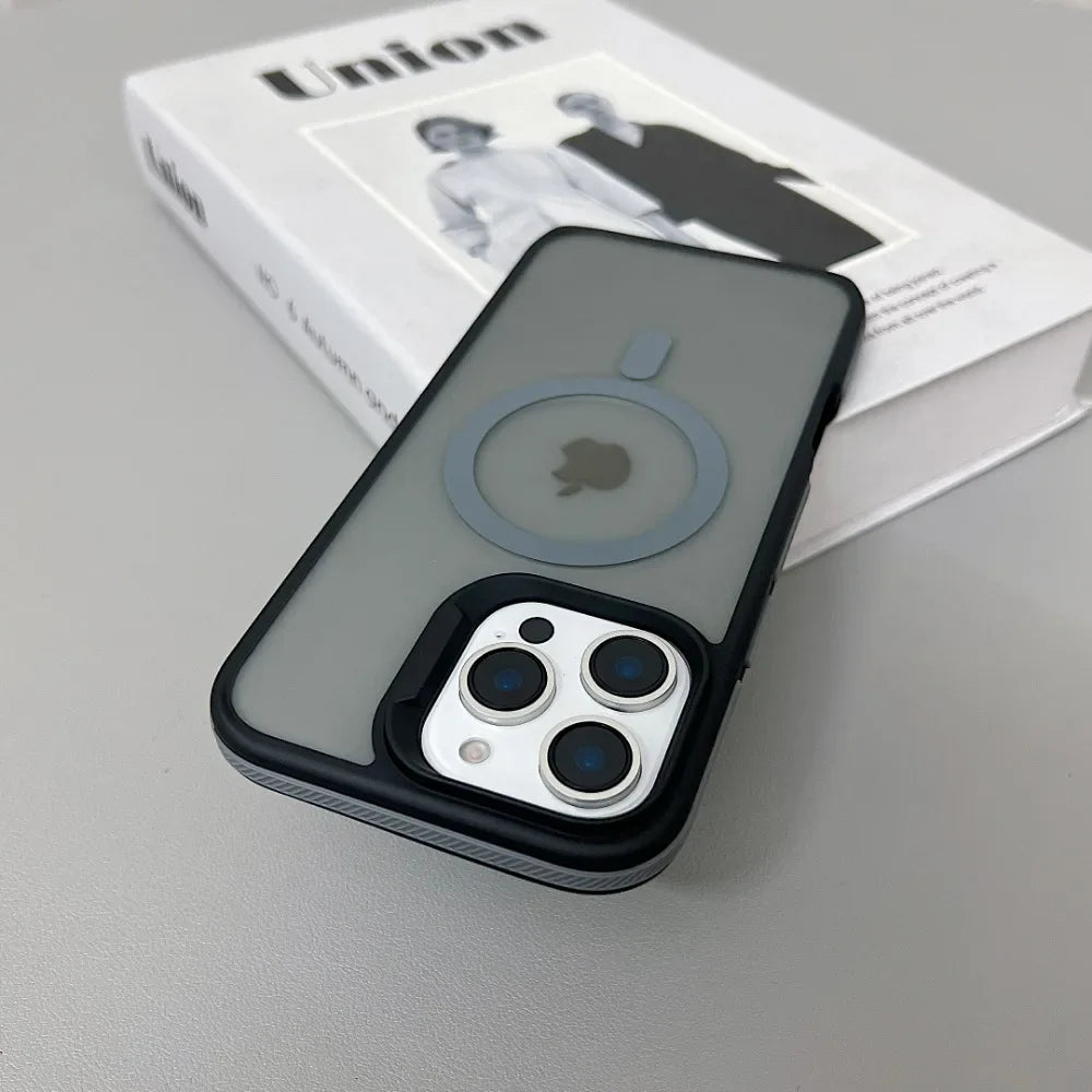 Luxury Magnetic Color Matte Translucent Armor Shockproof Case for Iphone 11 12 13 14 15 16 Promax Magsafe Wireless Charge Cover