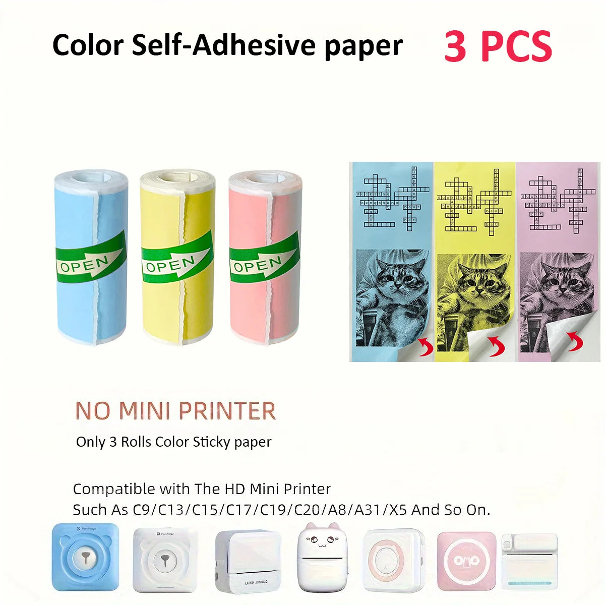 Mini Sticker Printer,Inkless Thermal Printer, Pocket Bluetooth Printer for Halloween Christmas Gift for Photo,Memo Impressora