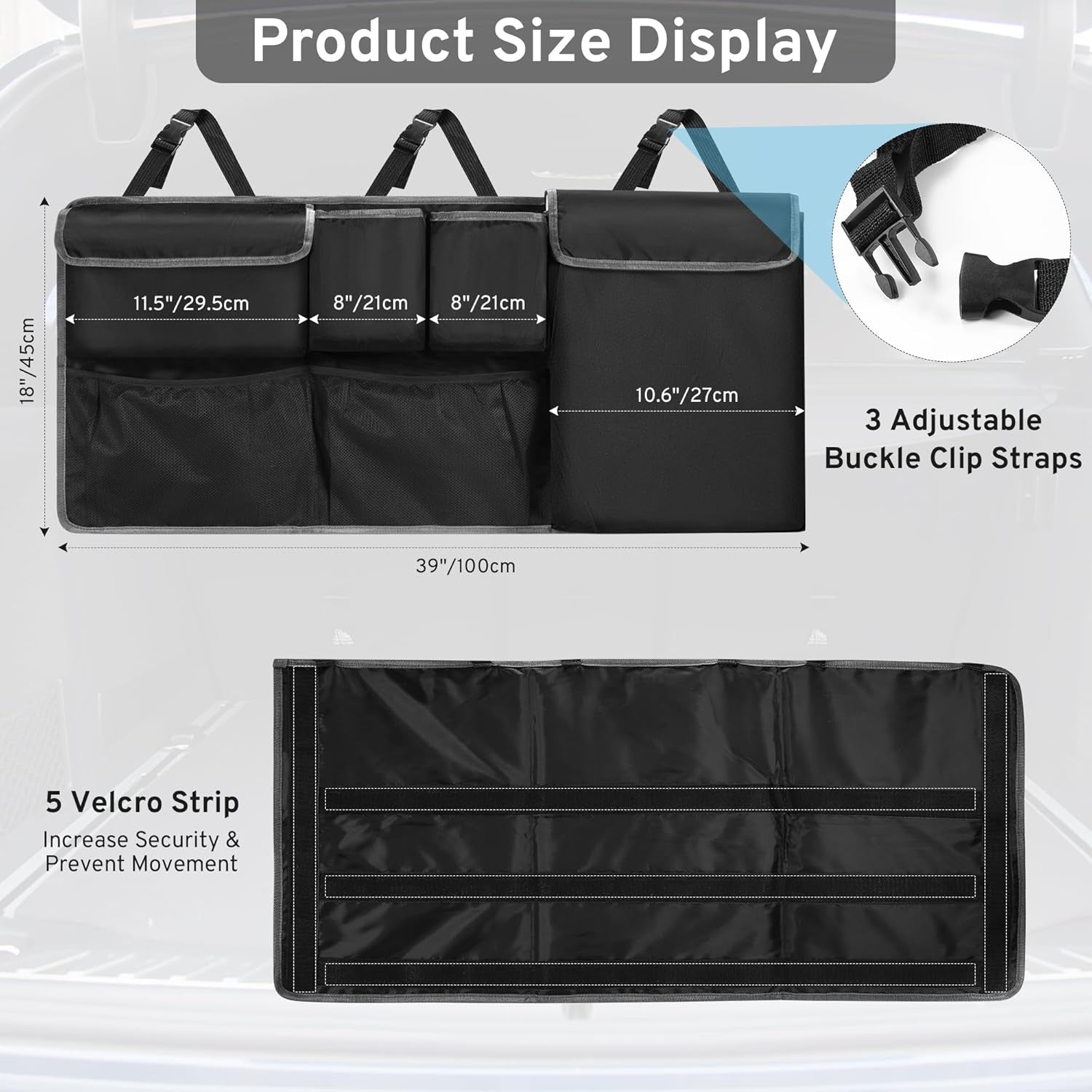 Car Trunk Organizer Storage Backseat Hanging Bag for Jeep Wrangler Grand Cherokee Renegade Cherokee Compass JL Wagoneer Patriot Liberty JK TJ Commander 2/4 Door SUV Accessories 2000-2024 2025